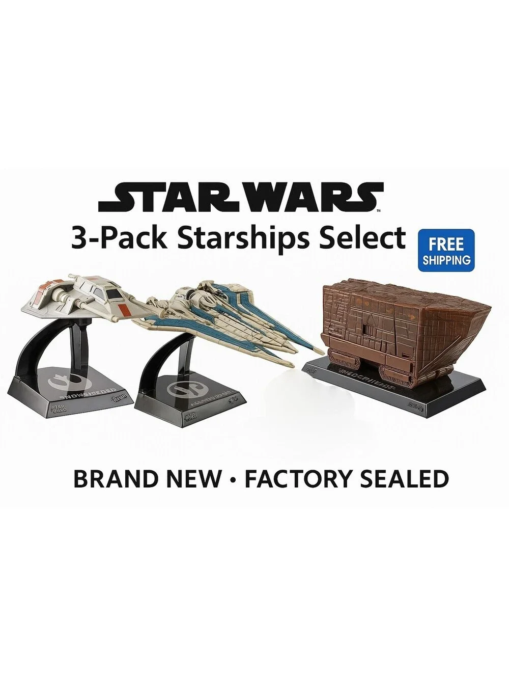 Hot Wheels Star Wars Starships Select 3-Pack Snowspeeder Gauntlet Sandcrawler